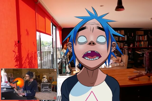 Дэймон Албарн из Blur выступил дуэтом с 2D из Gorillaz. То есть с самим собой!