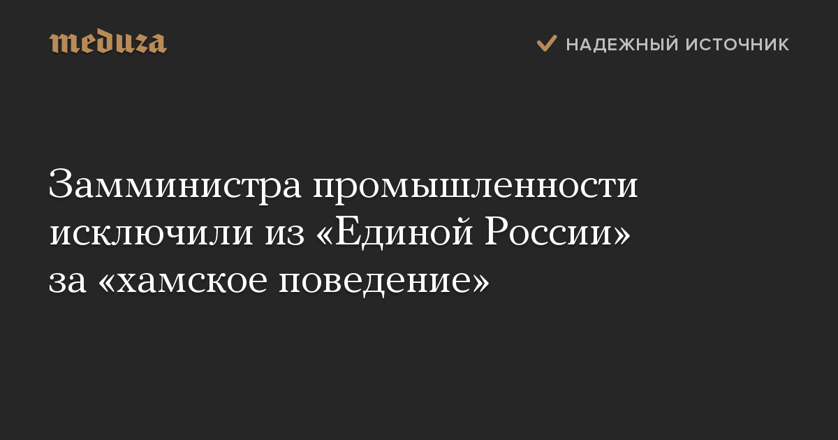 Замминистра промышленности исключили из «Единой России» за «хамское поведение»