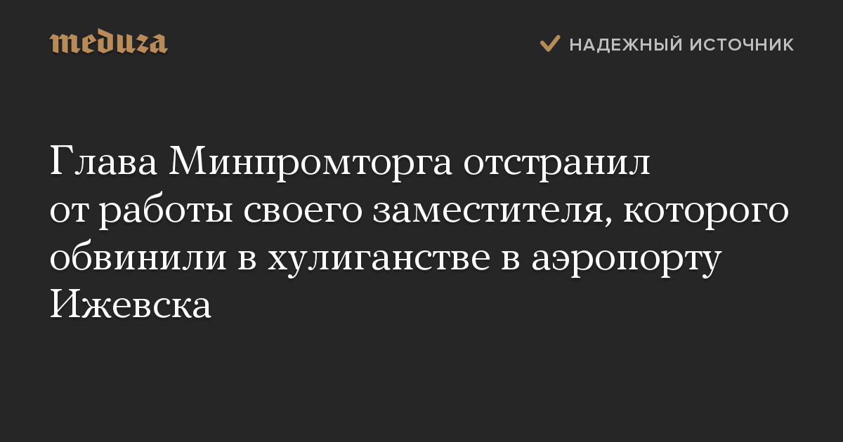 Глава Минпромторга отстранил от работы своего заместителя, которого обвинили в хулиганстве в аэропорту Ижевска