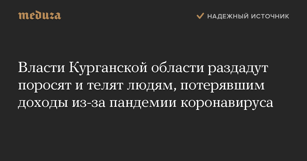 Власти Курганской области раздадут поросят и телят людям, потерявшим доходы из-за пандемии коронавируса