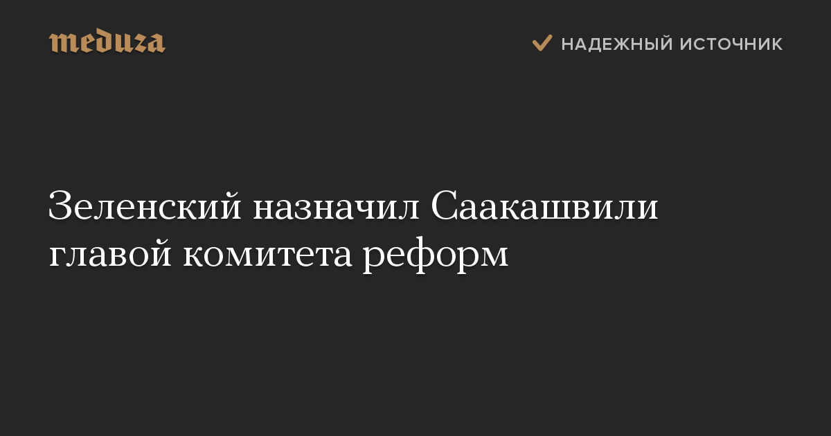 Зеленский назначил Саакашвили главой комитета реформ