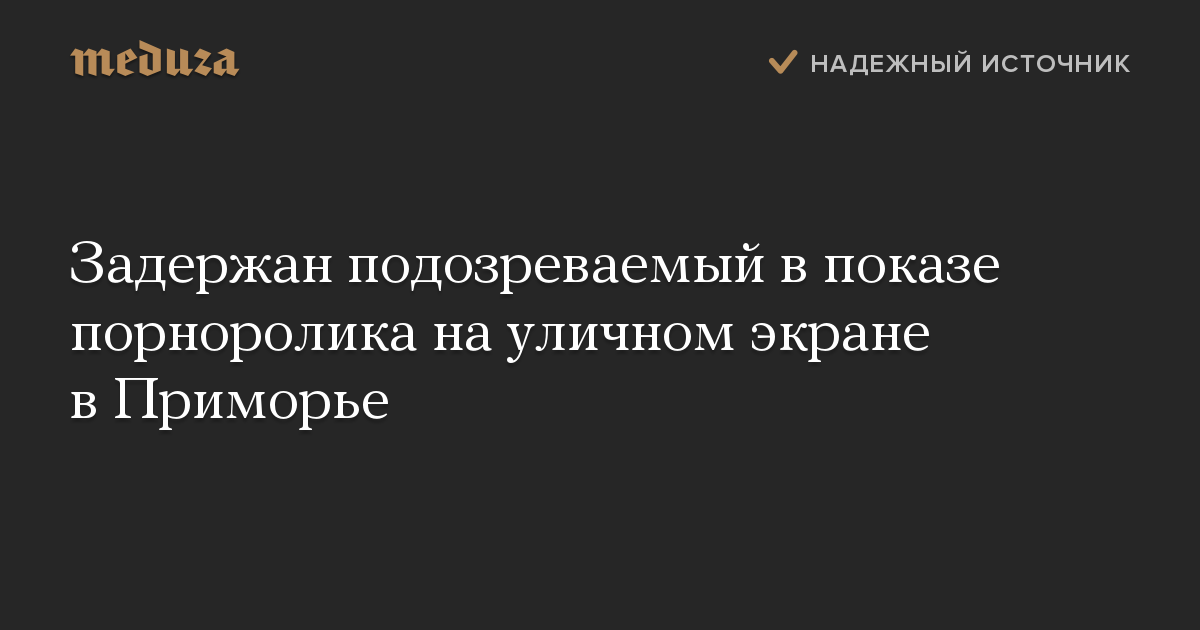 Задержан подозреваемый в показе порноролика на уличном экране в Приморье