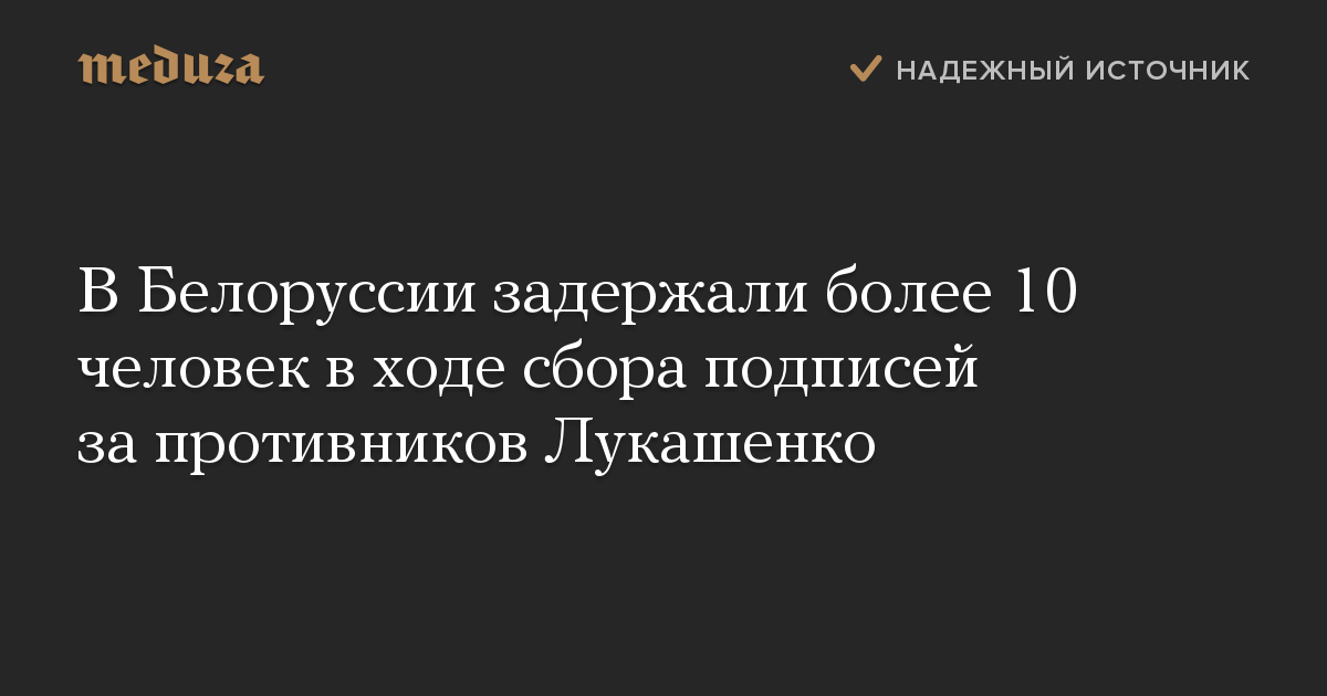 В Белоруссии задержали более 10 человек в ходе сбора подписей за противников Лукашенко