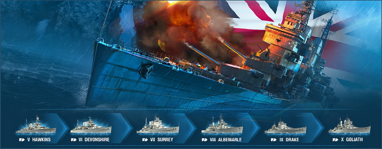 Обновление в World of Warships: шесть тяжёлых британских крейсеров и адмирал Эндрю Каннингем