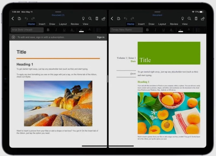 В Word и PowerPoint для iPad стал доступен многооконный режим