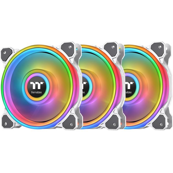 Thermaltake Riing Quad 12 RGB Radiator Fan TT Premium Edition 3 Pack White: набор из трех вентиляторов 120 мм с многозонной RGB-подсветкой и управляющего контроллера