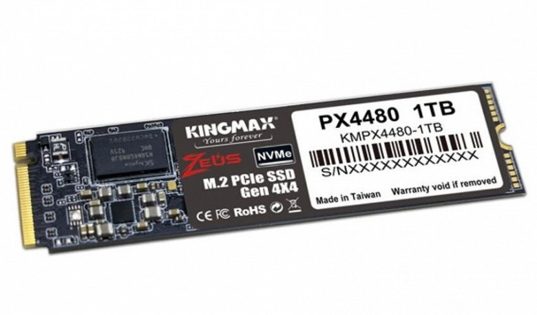 Твердотельные накопители Kingmax Zeus PX4480 типоразмера M.2 оснащены интерфейсом PCIe Gen4 x4