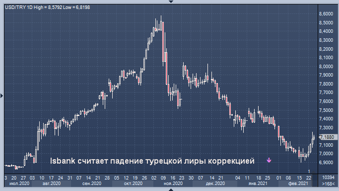 Isbank считает падение турецкой лиры коррекцией