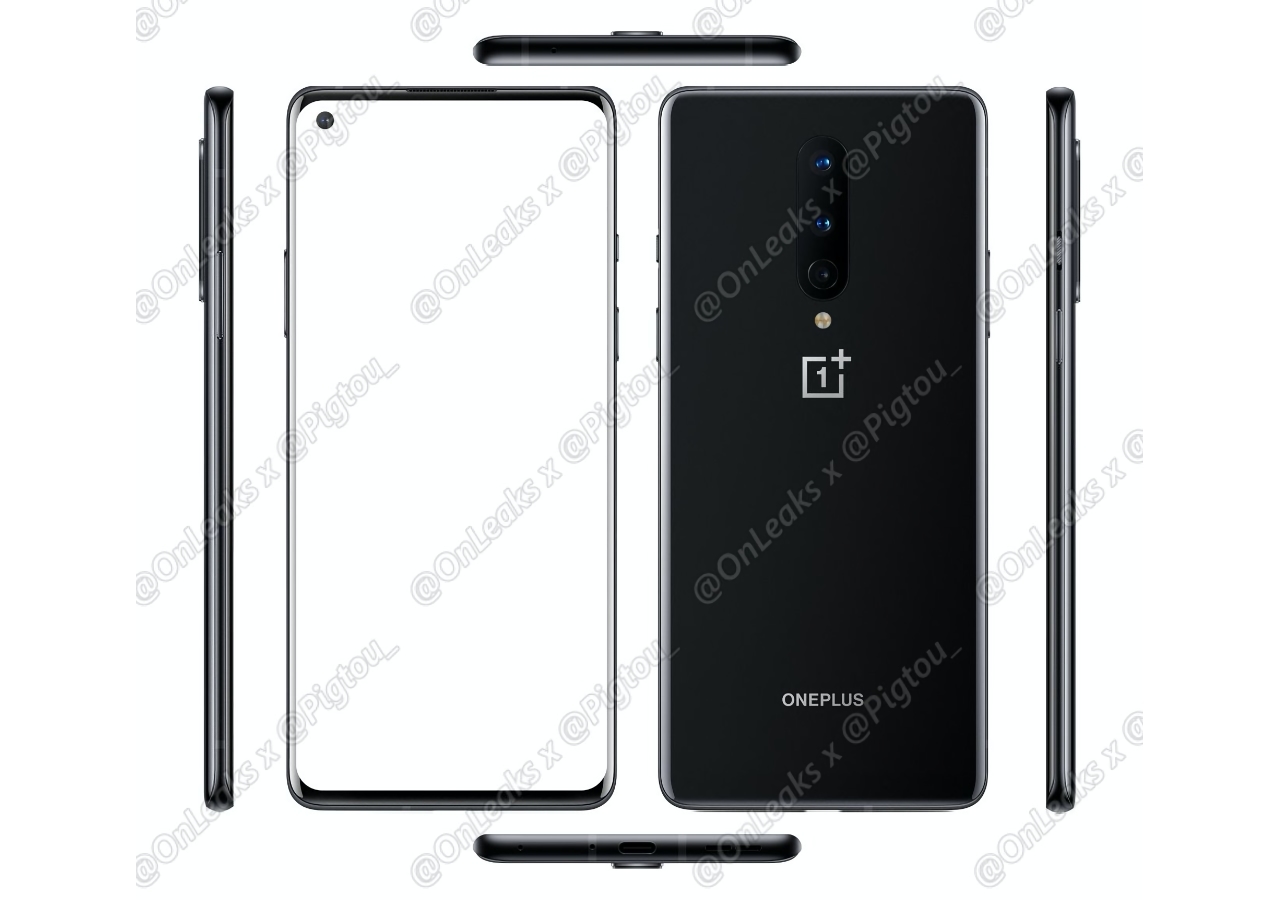 OnePlus 8 появился пресс-рендере в чёрной расцветки и дизайном, как у OnePlus 8 Pro