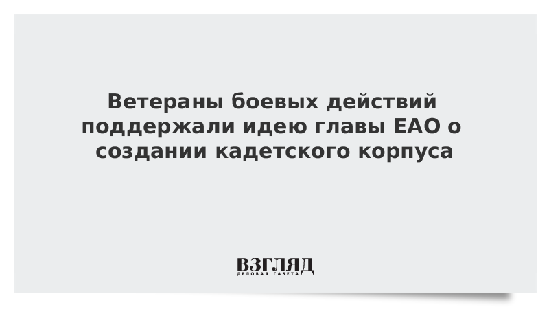 Ветераны боевых действий поддержали идею главы ЕАО о создании кадетского корпуса