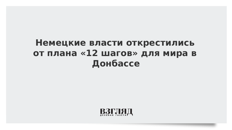 Немецкие власти открестились от плана «12 шагов» для мира в Донбассе