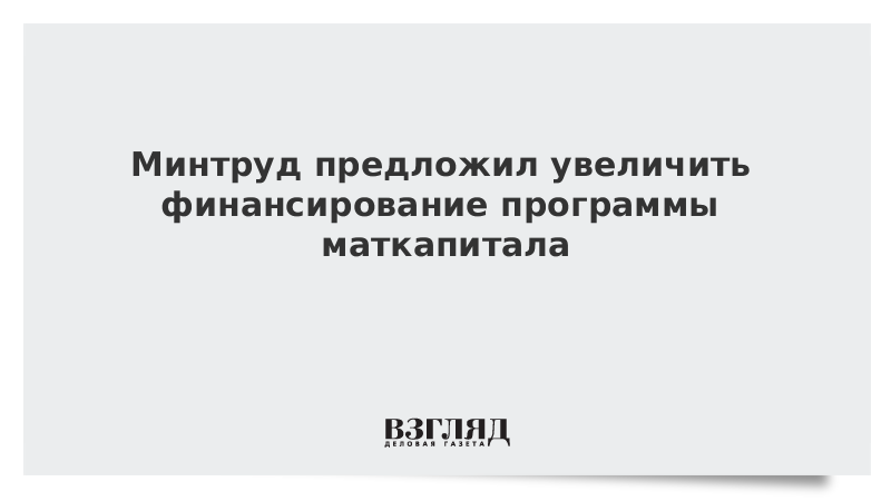 Минтруд предложил увеличить финансирование программы маткапитала