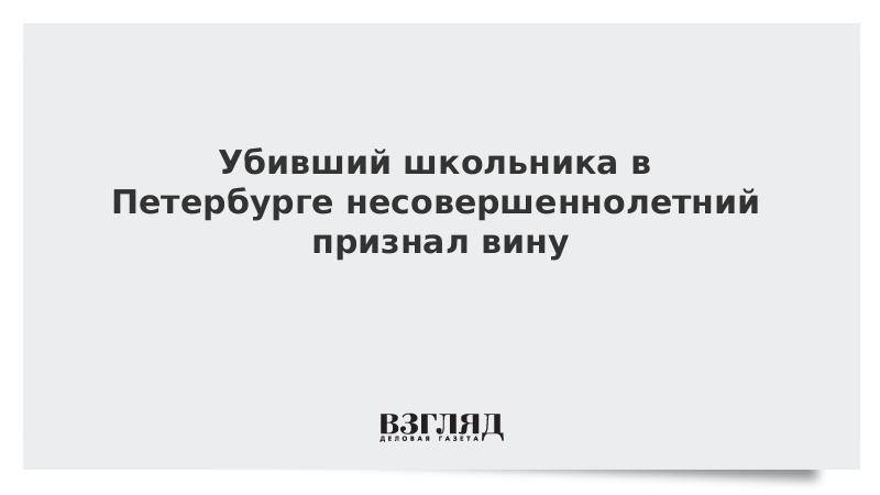 Убивший школьника в Петербурге несовершеннолетний признал вину