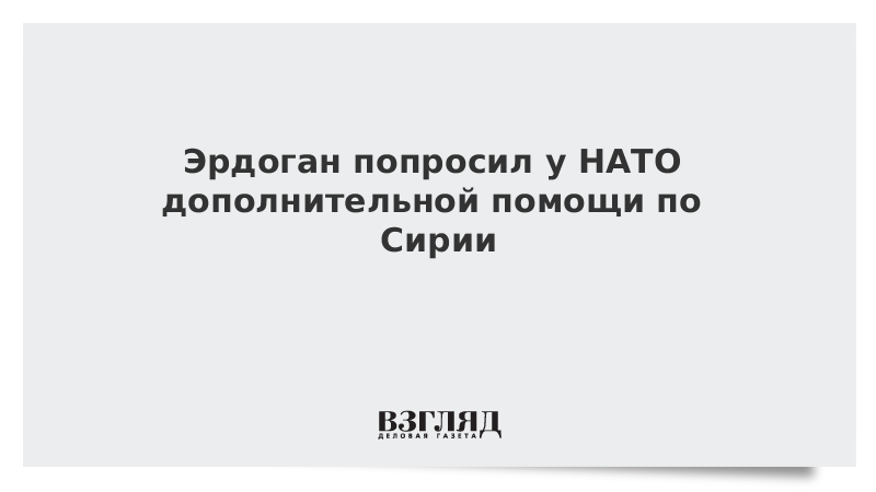 Эрдоган попросил у НАТО дополнительной помощи по Сирии