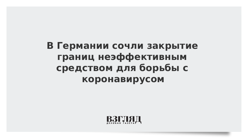 В Германии сочли закрытие границ неэффективным средством для борьбы с коронавирусом