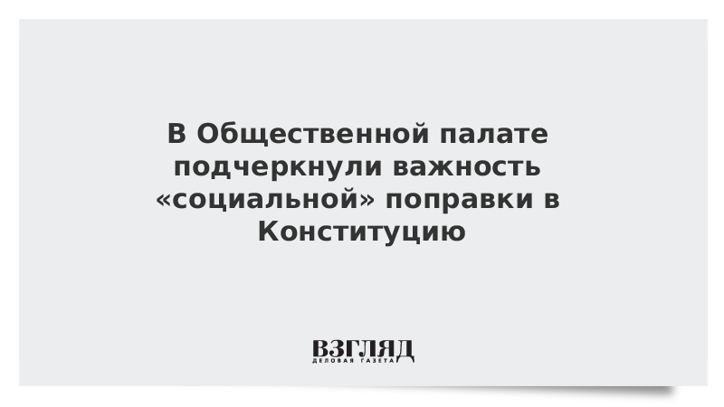 В Общественной палате подчеркнули важность «социальной» поправки в Конституцию