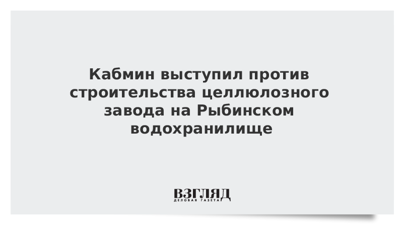 Кабмин выступил против строительства целлюлозного завода на Рыбинском водохранилище