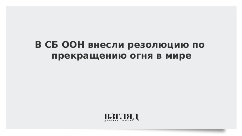 В СБ ООН внесли резолюцию по прекращению огня в мире