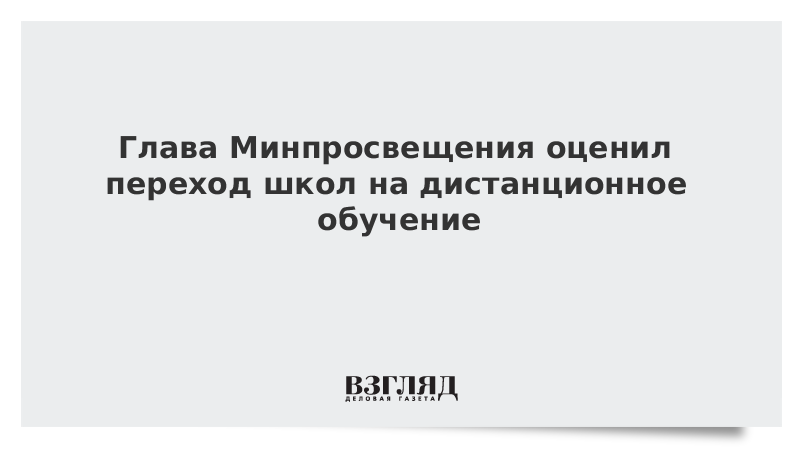 Глава Минпросвещения оценил переход школ на дистанционное обучение