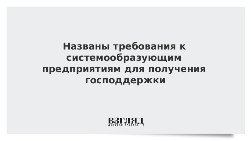 Названы требования к системообразующим предприятиям для получения господдержки