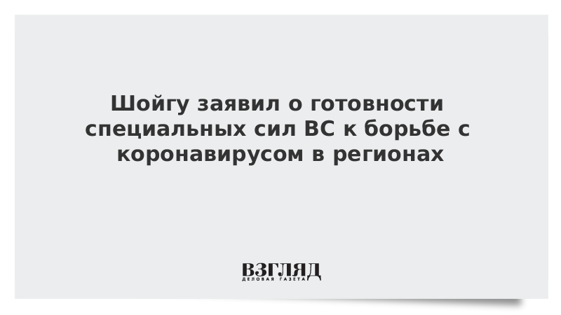 Шойгу заявил о готовности специальных сил ВС к борьбе с коронавирусом в регионах