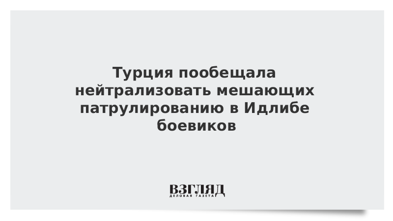 Турция пообещала нейтрализовать мешающих патрулированию в Идлибе боевиков