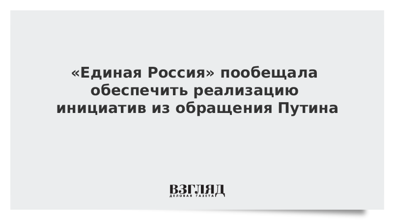 «Единая Россия» пообещала обеспечить реализацию инициатив из обращения Путина