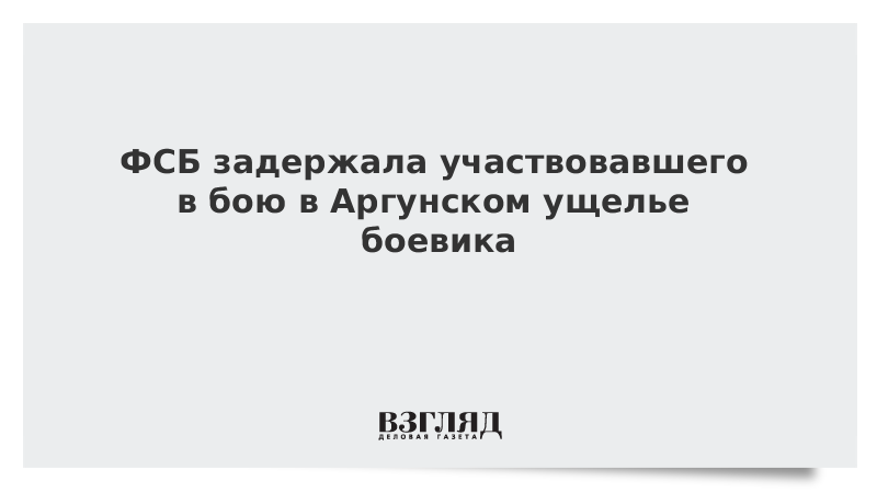 ФСБ задержала участвовавшего в бою в Аргунском ущелье боевика