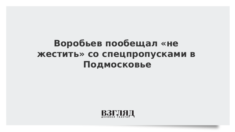 Воробьев пообещал «не жестить» со спецпропусками в Подмосковье