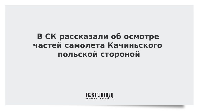 В СК рассказали об осмотре частей самолета Качиньского польской стороной