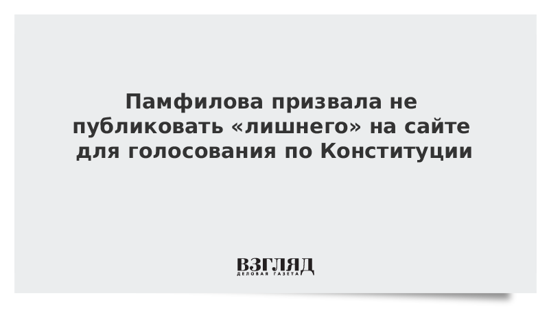 Памфилова призвала не публиковать «лишнего» на сайте для голосования по Конституции