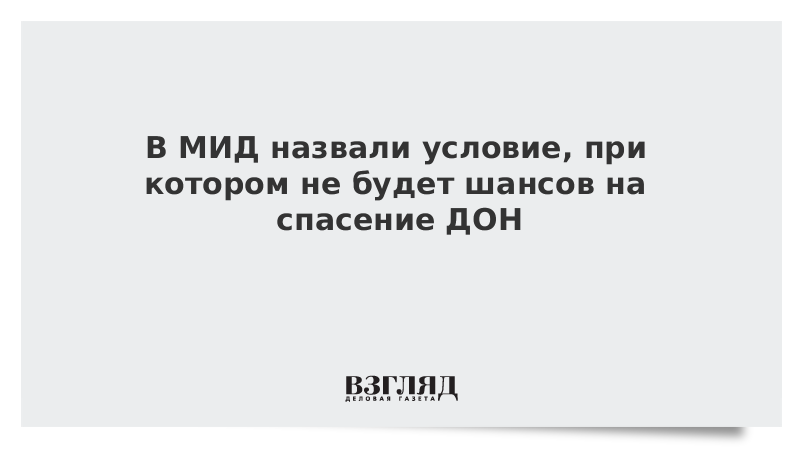 В МИД назвали условие, при котором не будет шансов на спасение ДОН