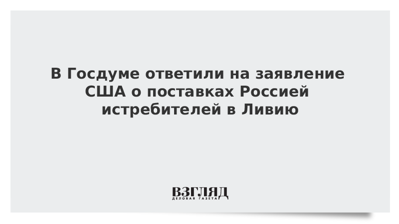 В Госдуме ответили на заявление США о поставках Россией истребителей в Ливию