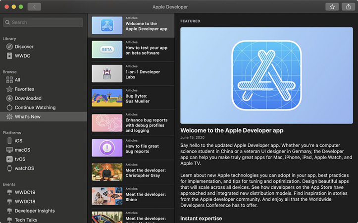 Вышло приложение Apple Developer для macOS